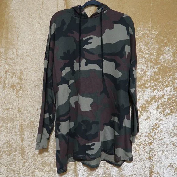 Boohoo Dresses Boohoo Camouflage Green Black And Brown Hooded